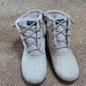 Sperry Kids Light Beige Lace-Up Duck Boots